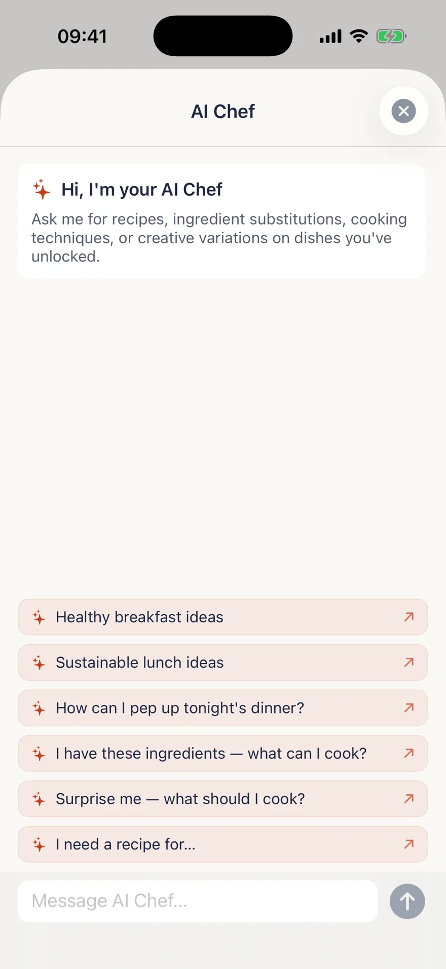 TSTE app: AI chef with recipe chat