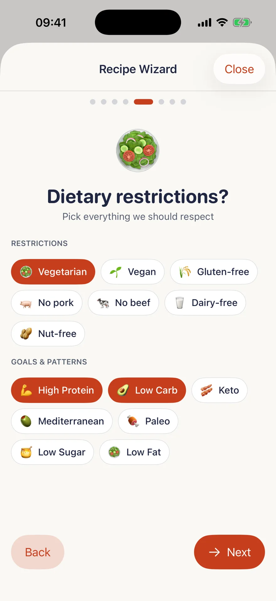 TSTE app: recipe generated from a craving